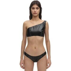 Lisa Marie Fernandez Arden Metallic PVC Bikini Set Black 0 Xsmall New Womens